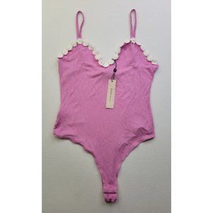 NEW - BCBG Generation Women S Pink Bodysuit Tank Daisy Adjustable Straps Ribbed